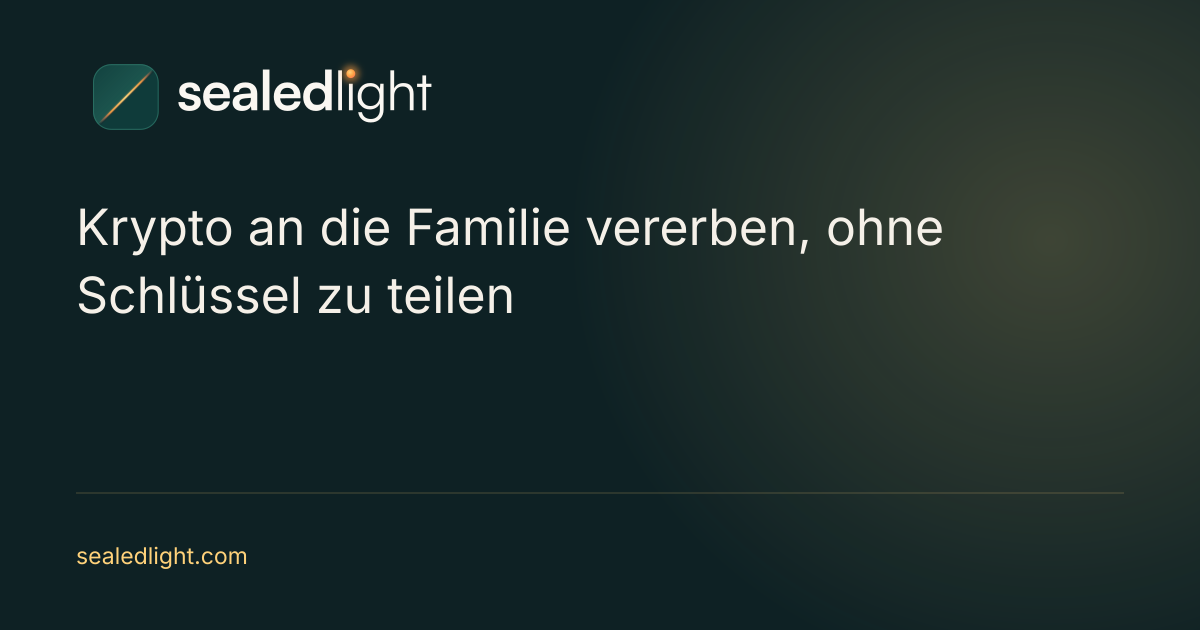 SealedLight: Wie du Krypto an deine Familie vererbst, ohne heute deine Schlüssel zu teilen